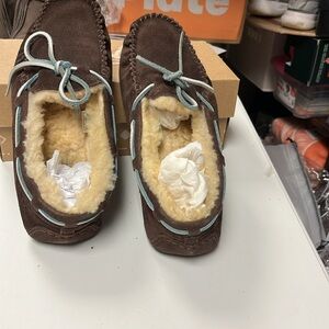Men size 8 UGG Brown Suede slip on with Signature Tread Design